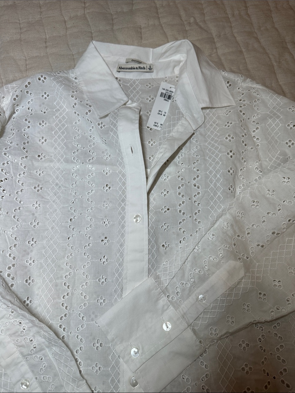 NWT Abercrombie & Fitch White Eyelet Button-Up Blouse